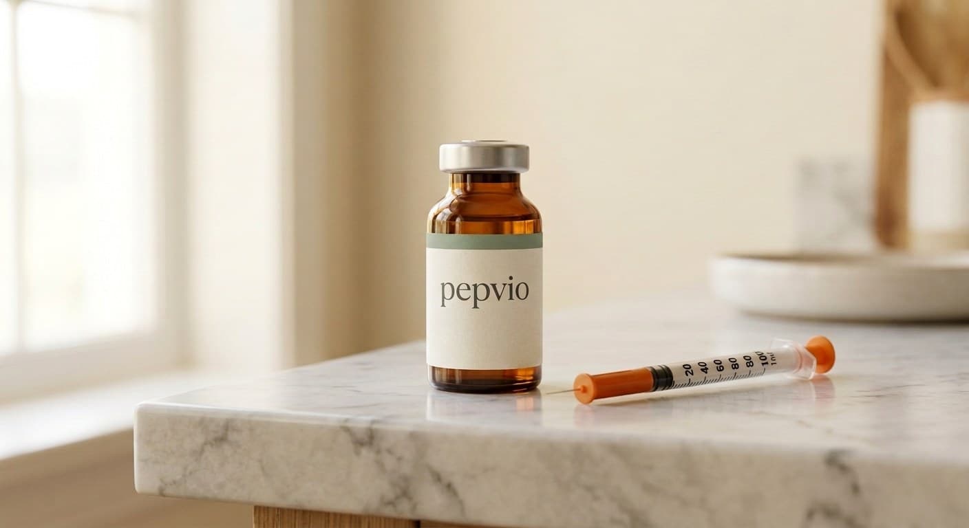 Pepvio Semaglutide vial with insulin syringe