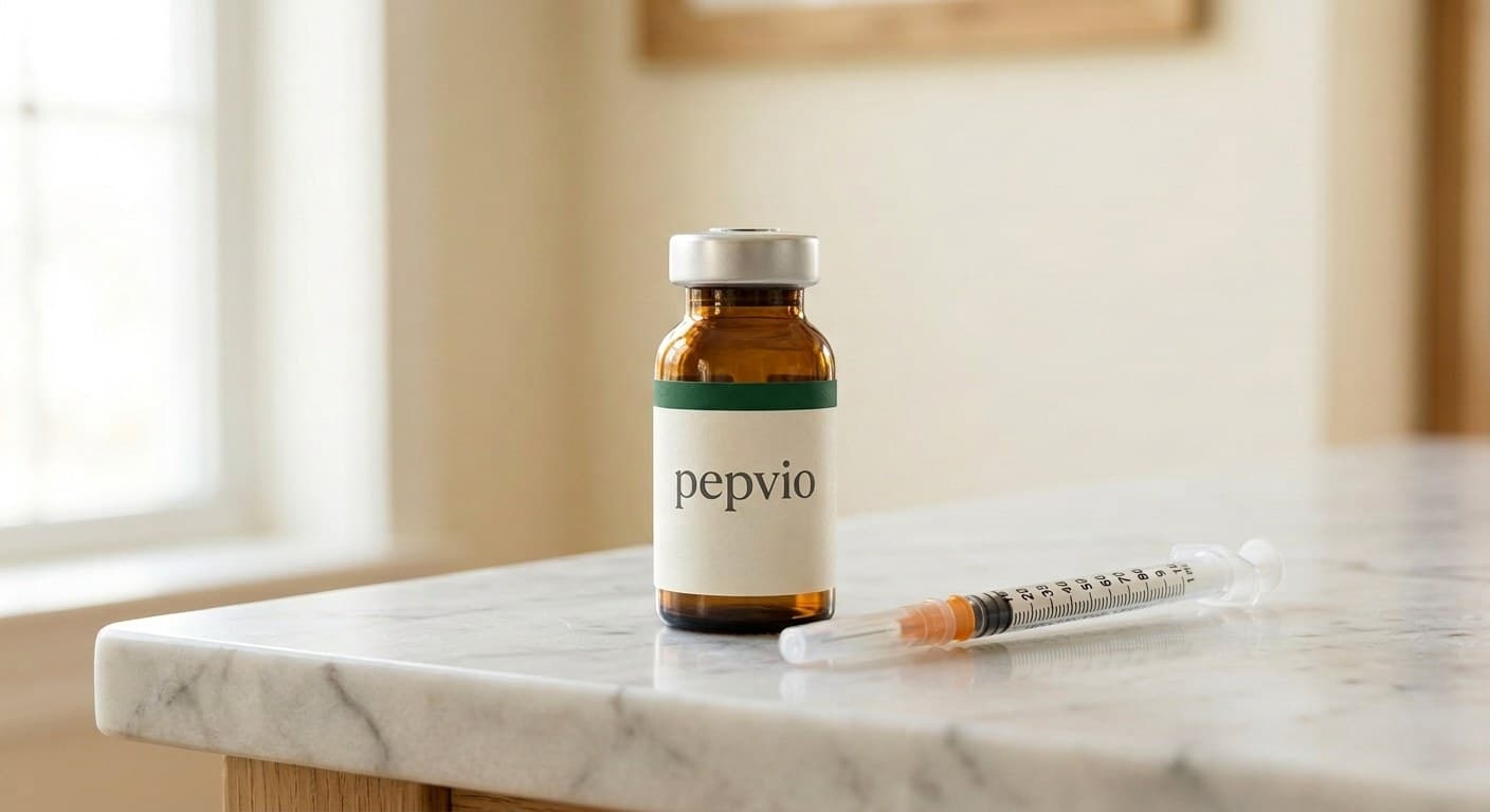Pepvio Tirzepatide vial with insulin syringe