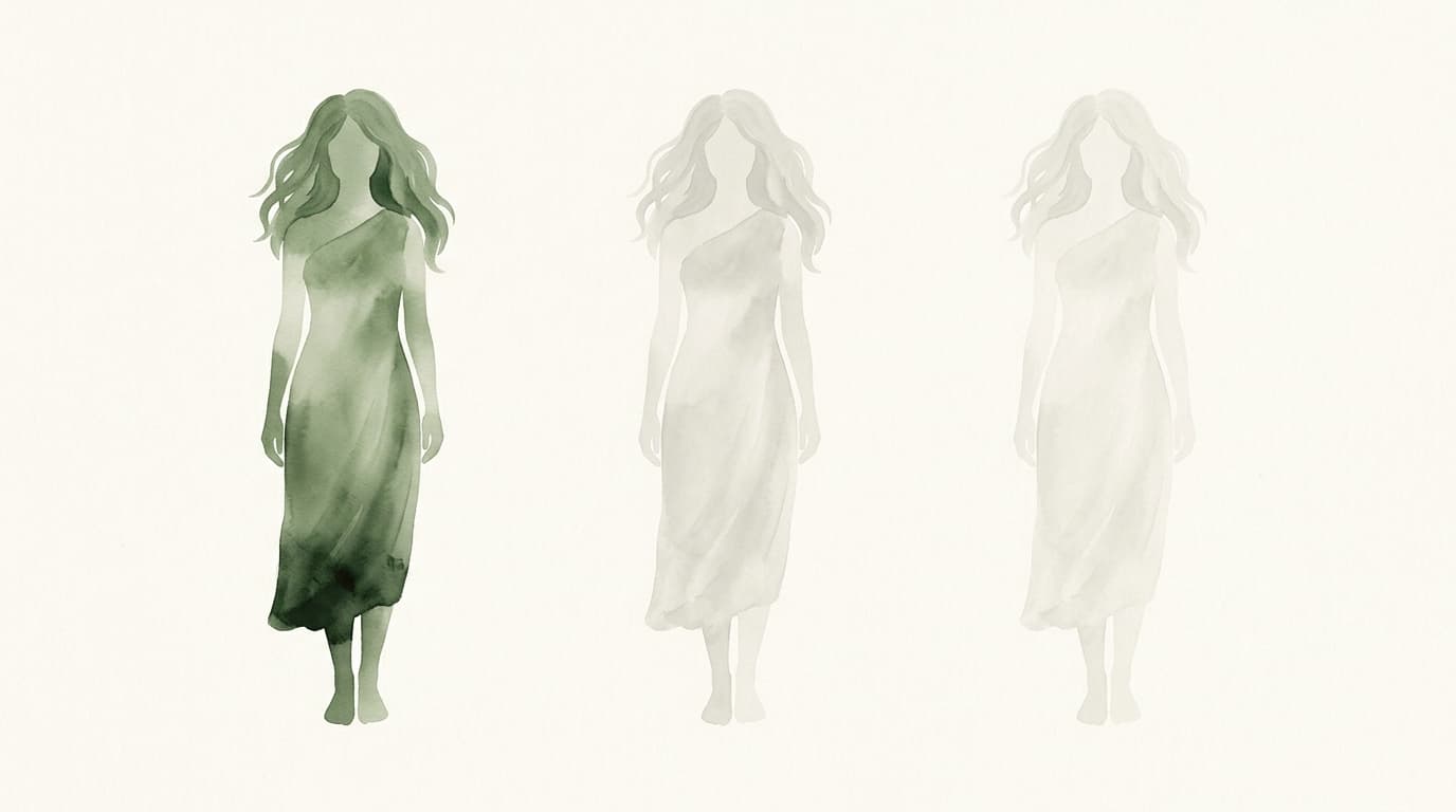 Three figures in a row — one highlighted in sage to represent 1 in 3