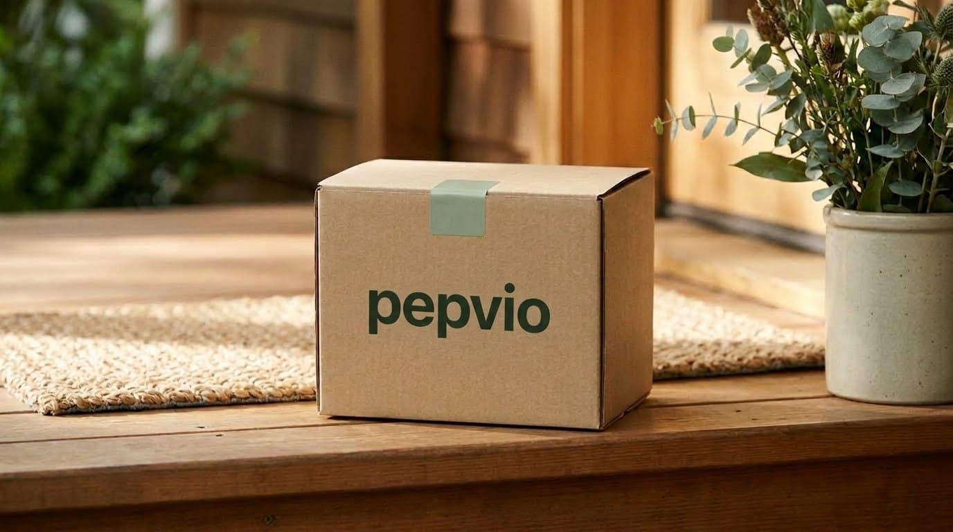 A discreet shipping package on a front doorstep